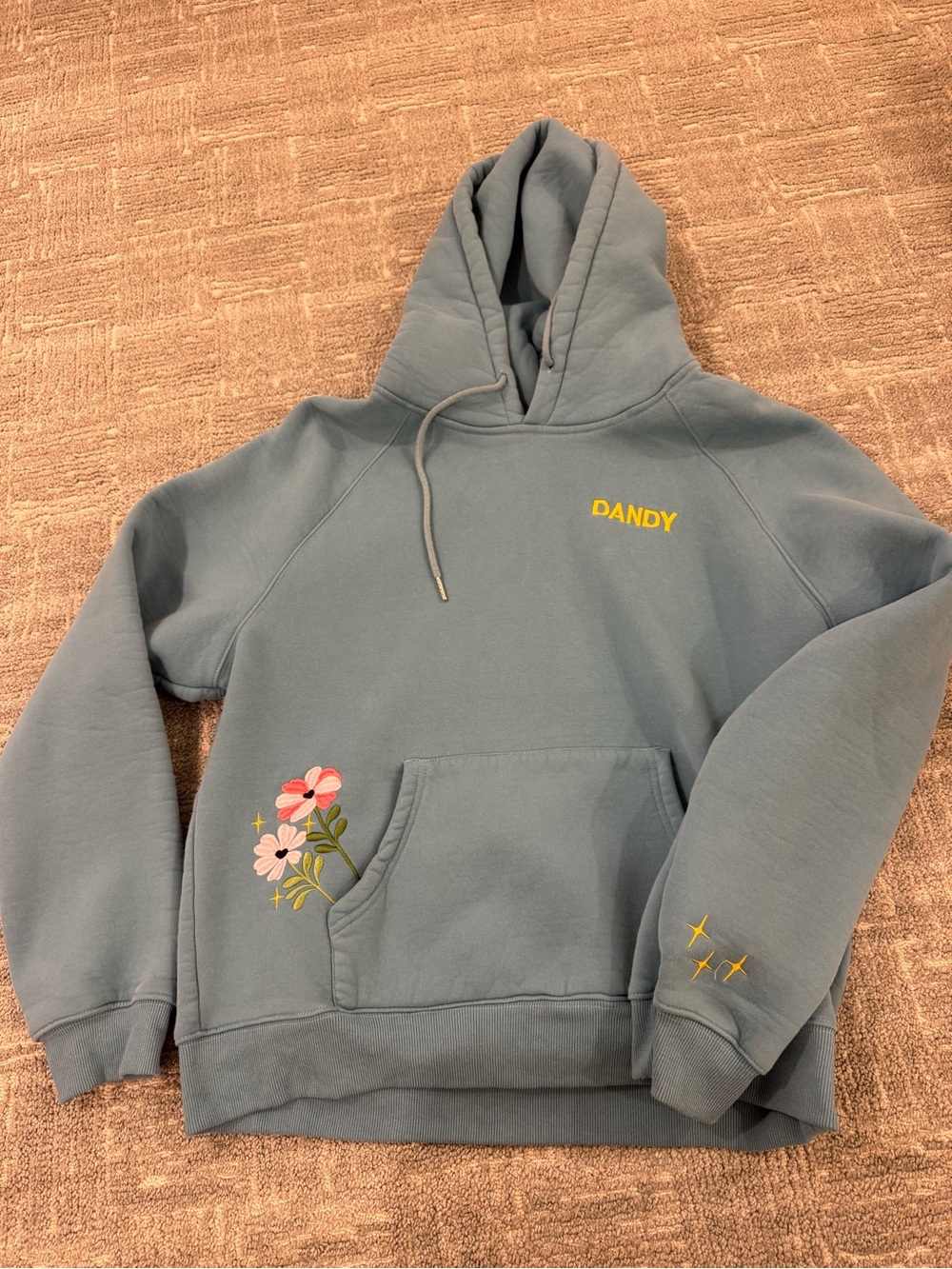 Blue Floral Embroidered Hoodie